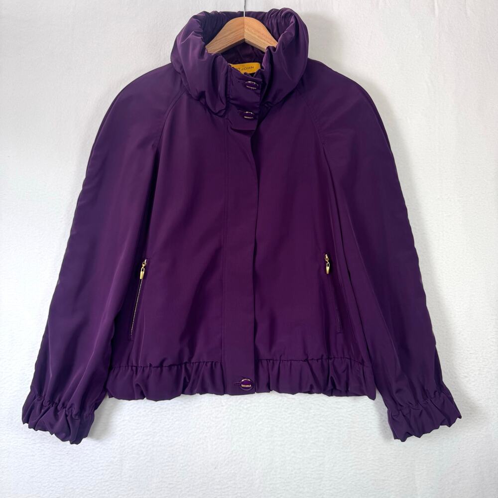 ST. JOHN Women Windbreaker Jacket Full Zip Purple Old Money Gorpcore Size 6